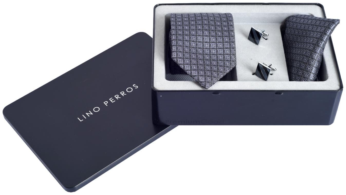 

Lino Perros Grey Tie Cufflink And Pocket Square