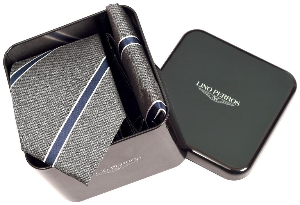 

Lino Perros Grey Tie Pocket Square Set