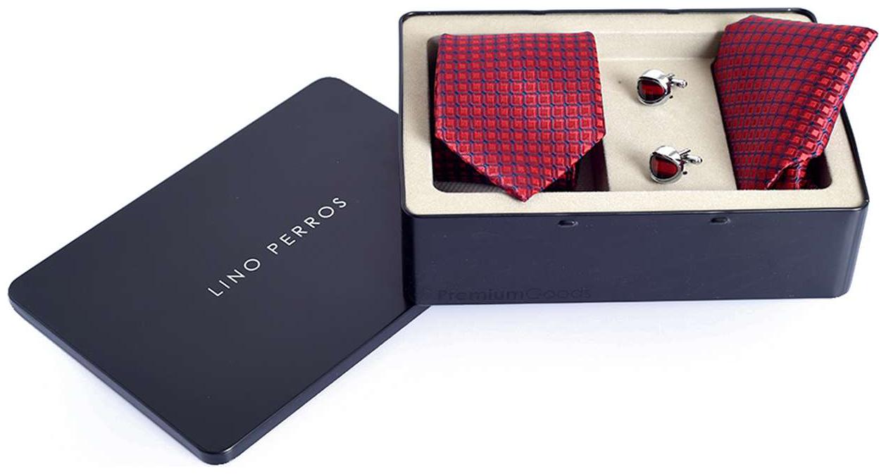 

Lino Perros Maroon Tie-Hanky-Ccufflinks Set