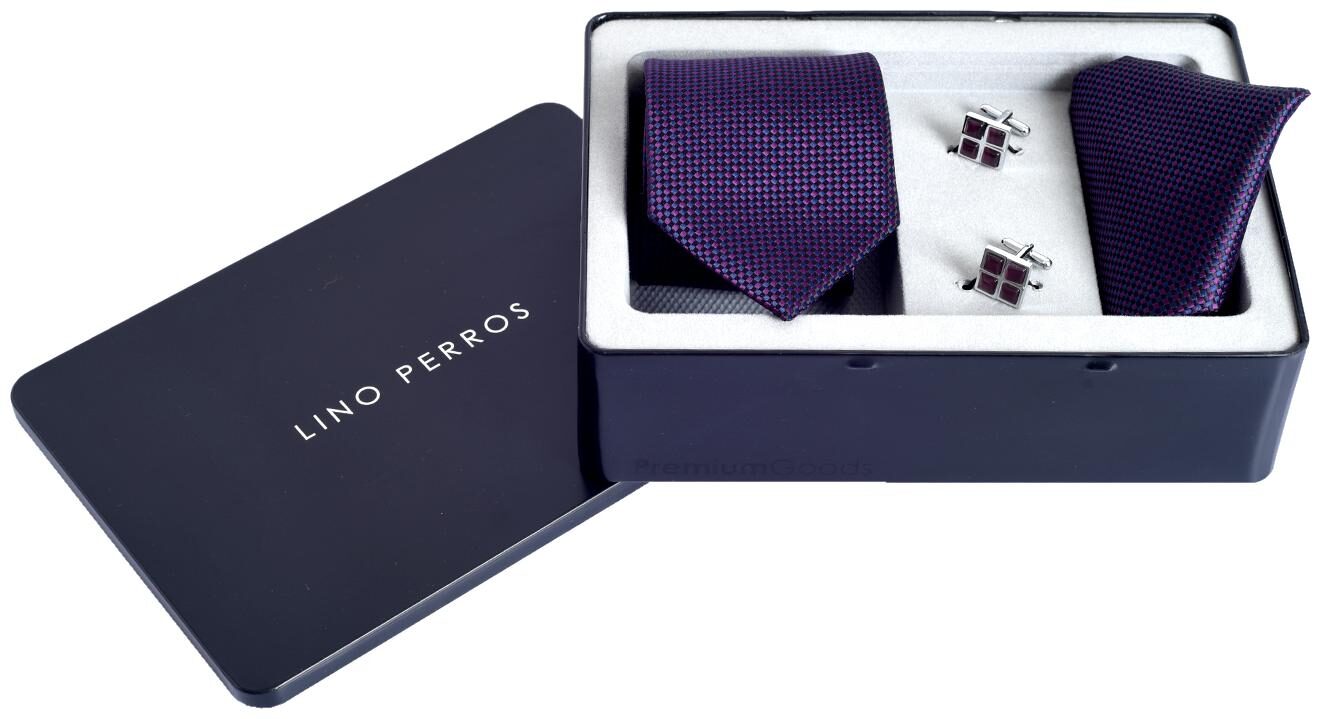 

Lino Perros Purple Tie Cufflink And Pocket Square