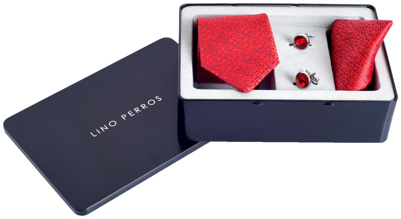 

Lino Perros Red Tie Cufflink And Pocket Square