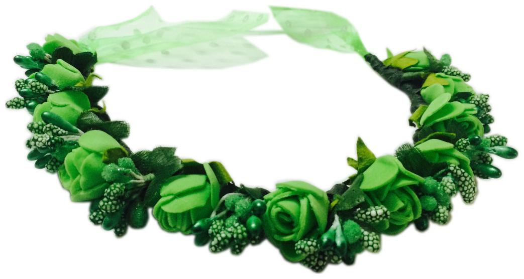 

Loops n knots Green Foral Tiara Head Band For Girls
