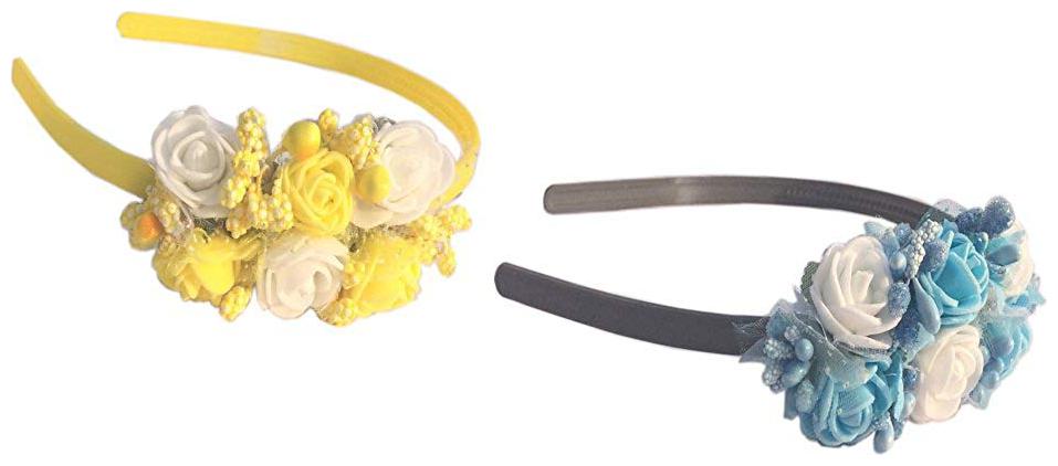 

Loops n knots Yellow and Black Plastic Hairband for Women -Set of 2