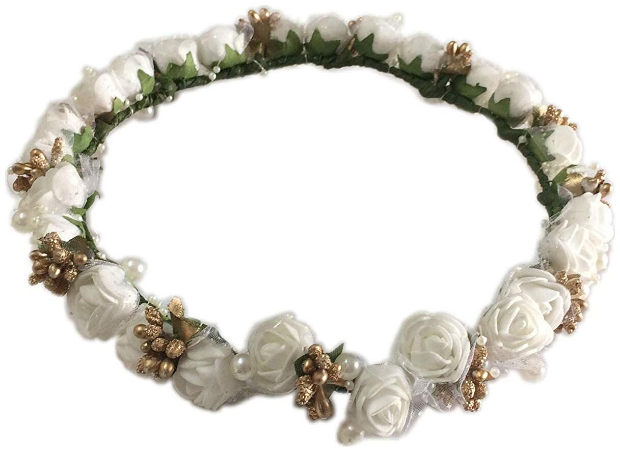 

Loops n knots Princess Collection White Golden Tiara Crown Headband for Girls Women-Hair Accessories for Birthday Party Wedding