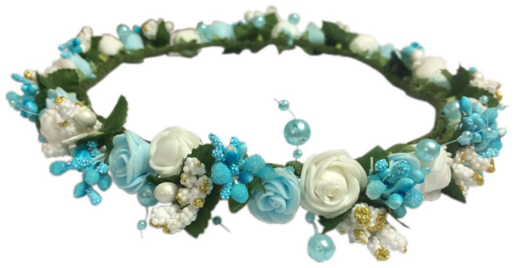 

Loops n knots Blue Pearl Princess Collection Floral Tiara Crown For Girls Women (Hair Accessory)