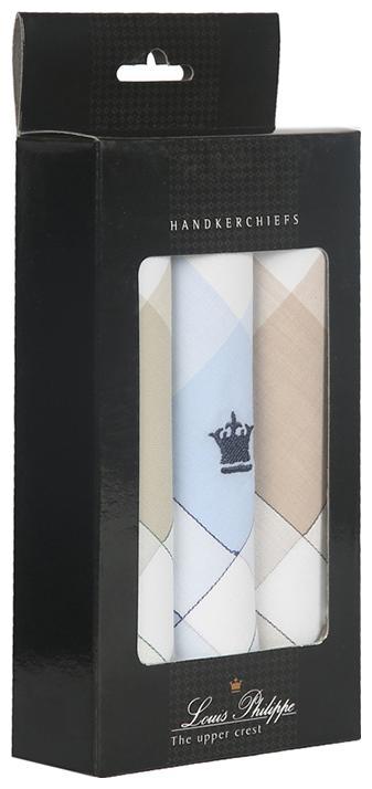 

Louis Philippe Men s Cotton Handkerchief with Color Border Brand Logo (Pack of 3)