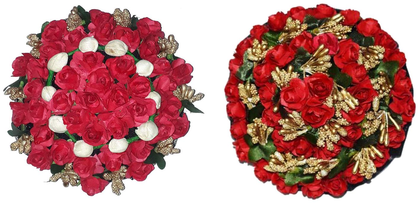 

Maahal Multicolored Golden Beads Flower Stylish Artificial Hair Gajra Accessories for Women and Girls (Pack of 2)