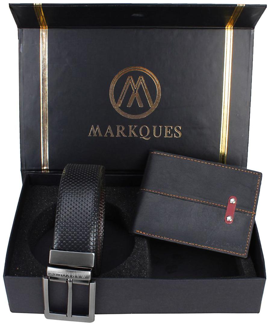 

MarkQues Men s Black Leather Wallet Belt Combo (EXE-2201 PY-0102)
