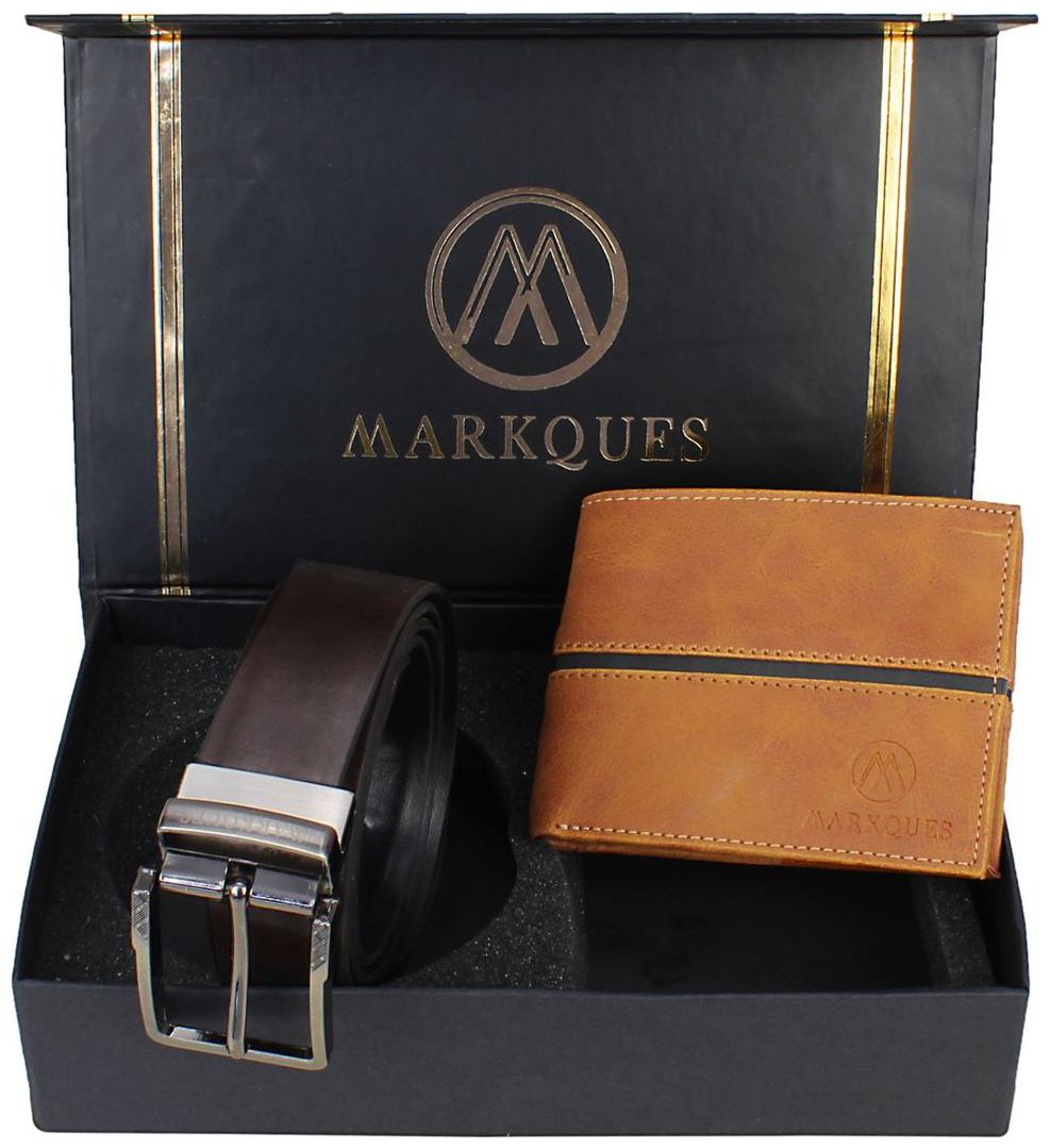 

MarkQues Men s Brown Leather Wallet Belt Combo (EGO-2202 NL-0201)