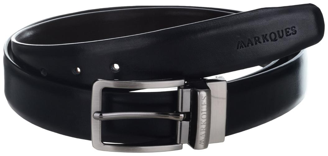 

MarkQues Nolan Mens Black Brown Leather Belt (NL-110102R) (Reversible)