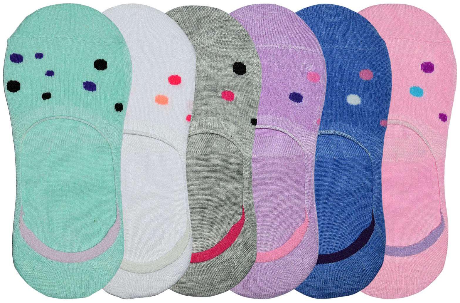 

Me Stores Women s Girl s Solid Socks Loafer Socks No Show Socks with Silicon Support Polka Dot Design (6 pair pack) (Free Size)