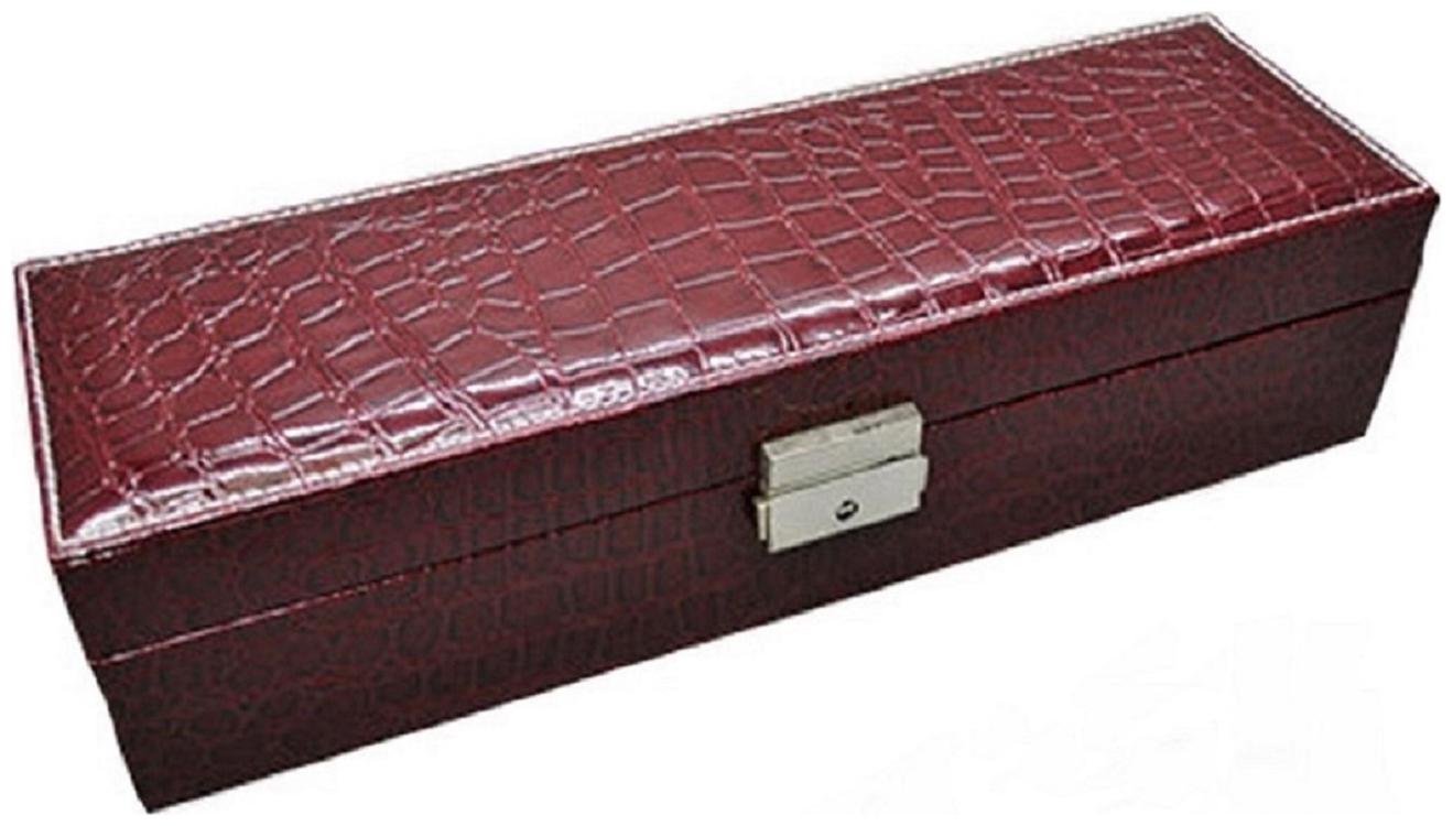 

Medetai Crocodile pattern PU leather rectangle jewelry storage boxes fine handmade safety lock women watch storage (BROWN)