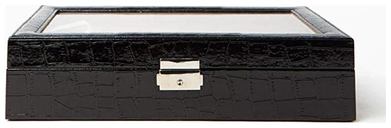 

Medetai Luxury Watch Box 12 Grid Leather Watches Box Jewelry Display Collection Storage Case Watch Organizer(Black)