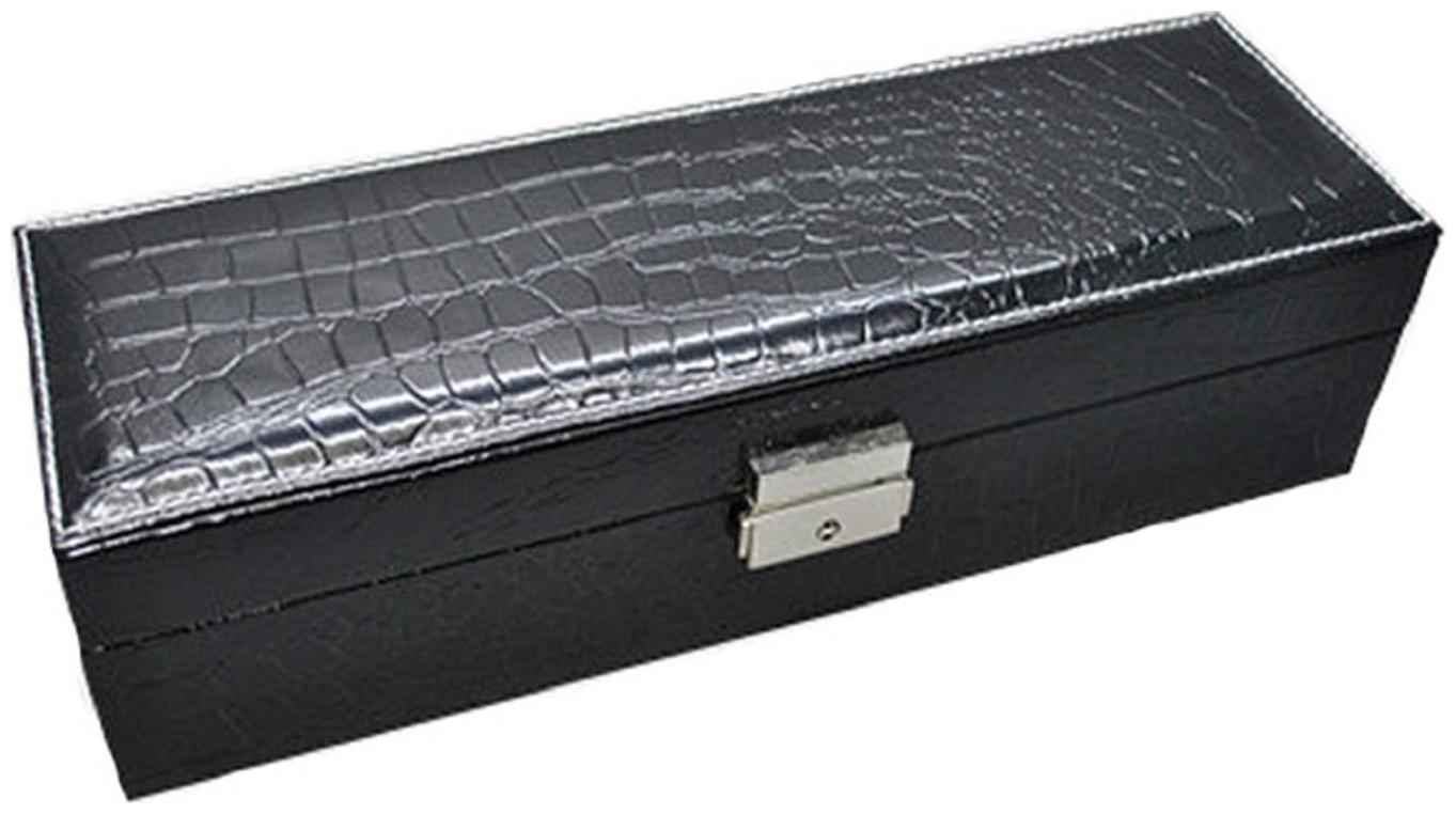 

Medetai Medetai Crocodile Pattern PU Leather Rectangle Jewelry Storage Boxes fine Handmade Safety Lock Women Watch Storage (BLACK) Watch Box