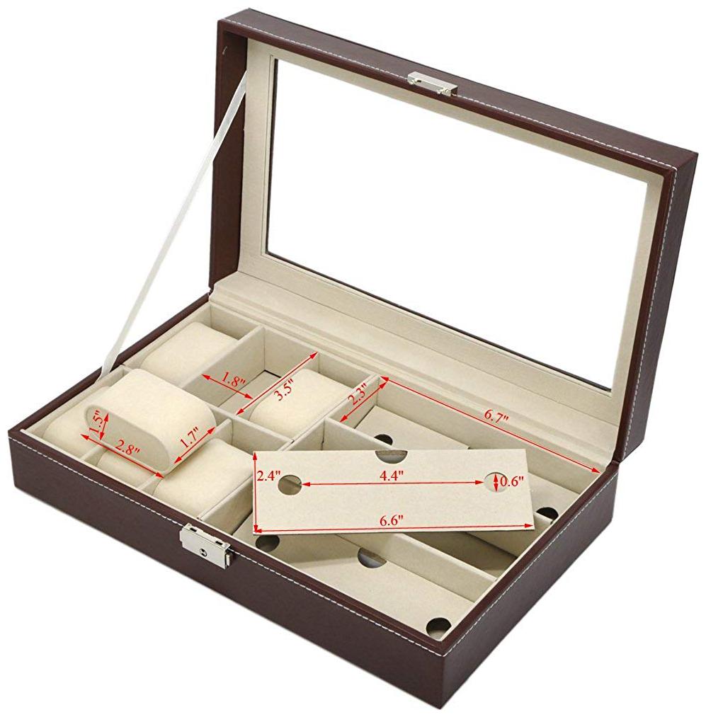 

Medetai PU Leather Watches Box Glasses Eyewear Sunglasses Box Display Storage Case Organizer (BROWN) Watch Box (Brown Beige Holds 9 Watches)