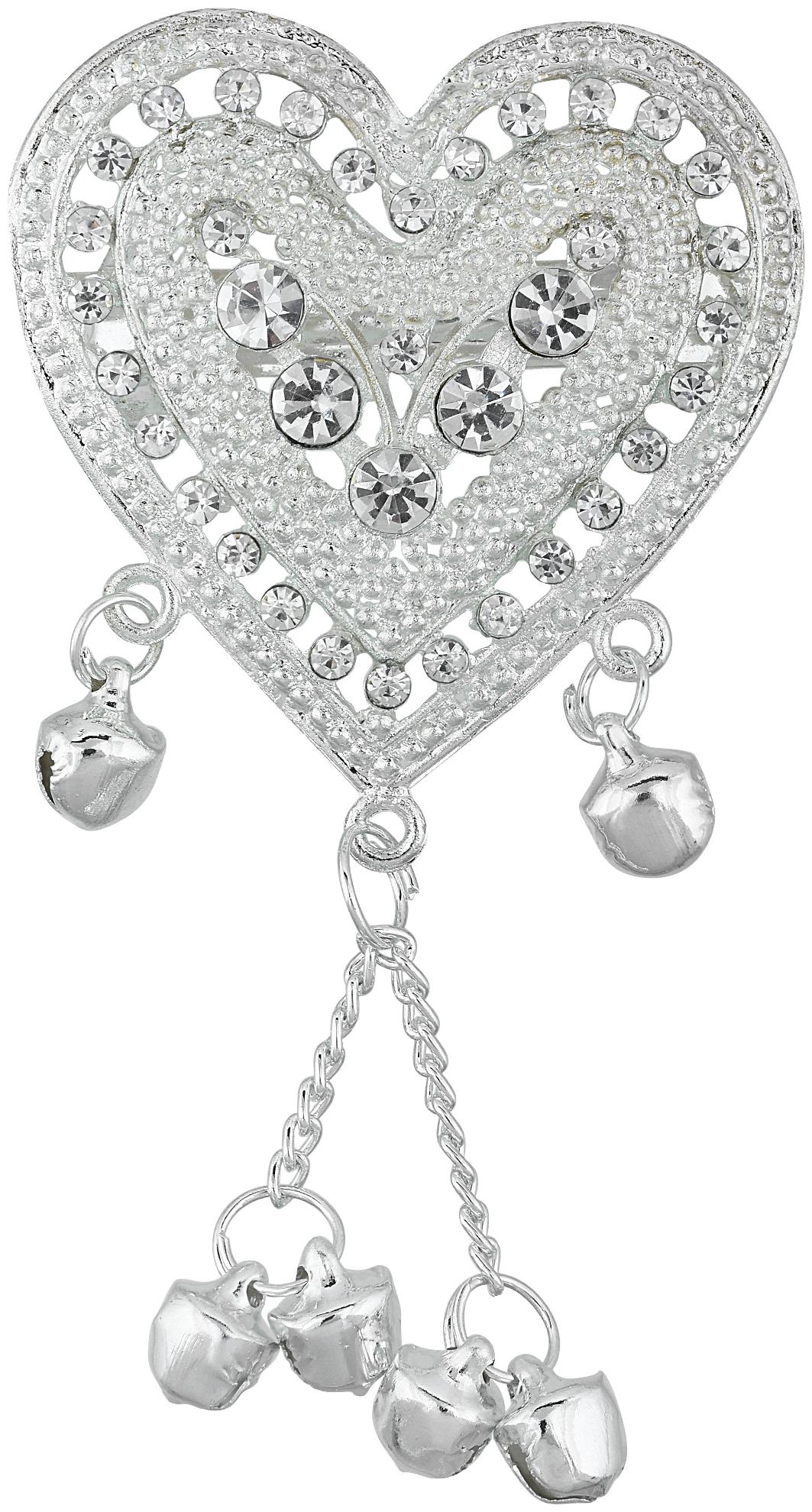 

Memoir Silver Plated CZ Heartshape Hair Clip Hair pin Women Hair Accessory Latest