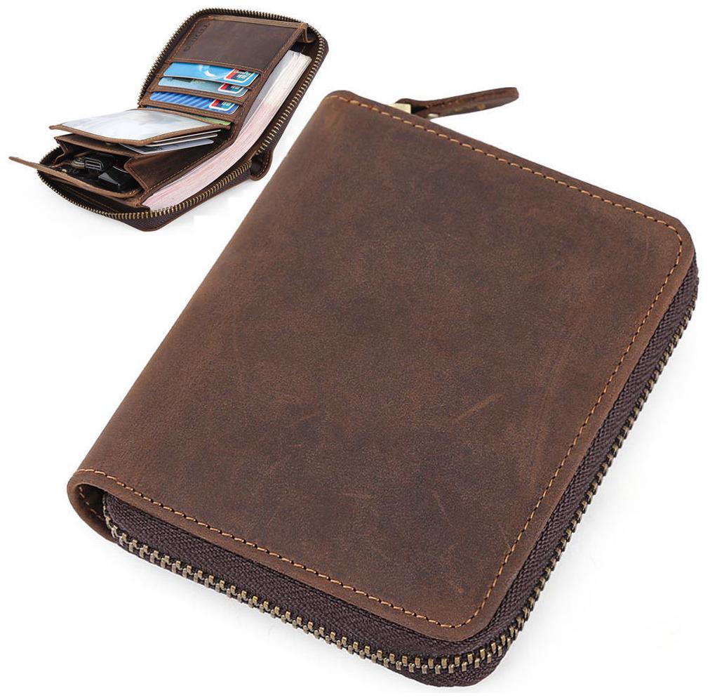 

Men Genuine Leather RFID Wallet Bifold Zipper Purse Money Clip Photo Credit Card