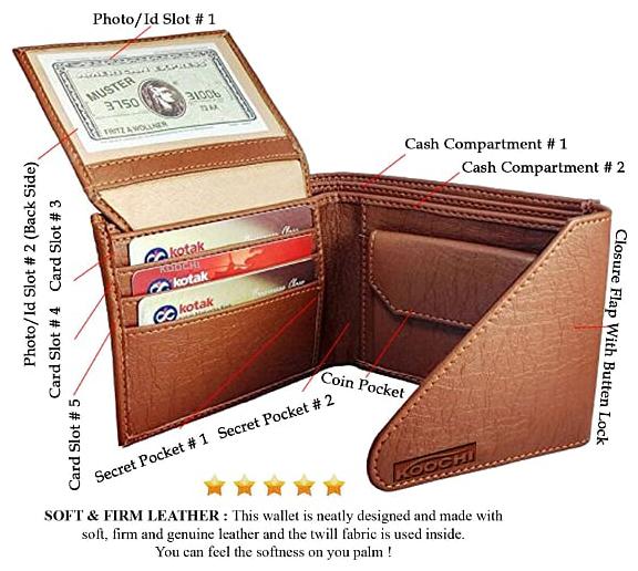 

PU Leather Men Tri-fold Wallet