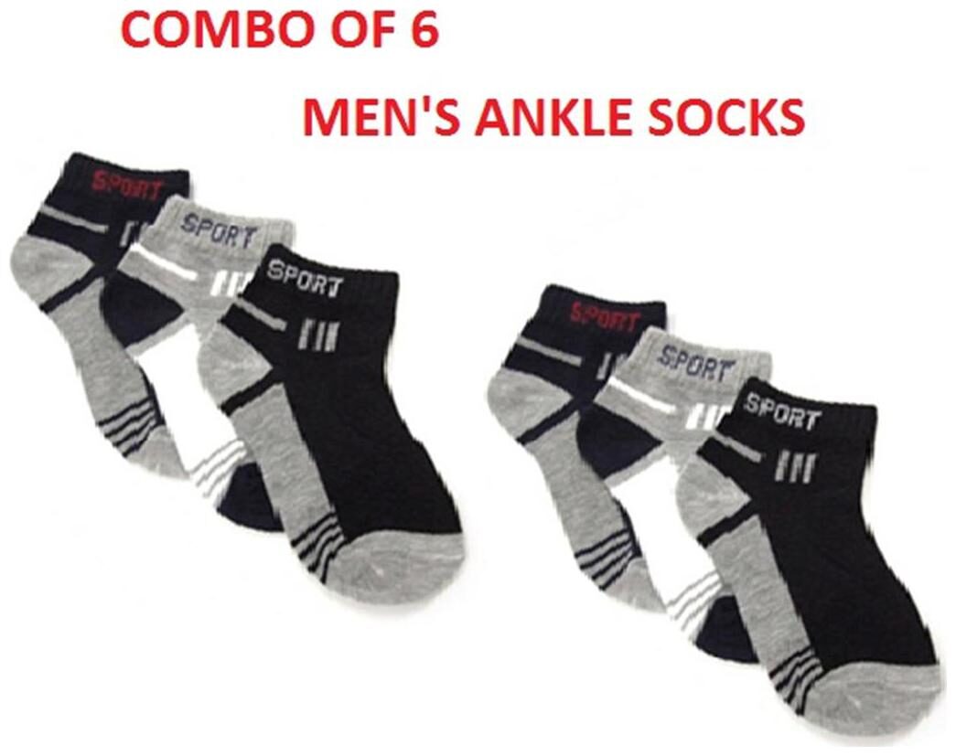 

Men s Assorted Cotton Ankle Socks (Pack of 6)