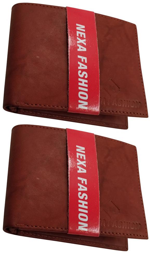 

NEXA FASHION Men Brown Leather Bi-Fold Wallet ( Pack of 2 )
