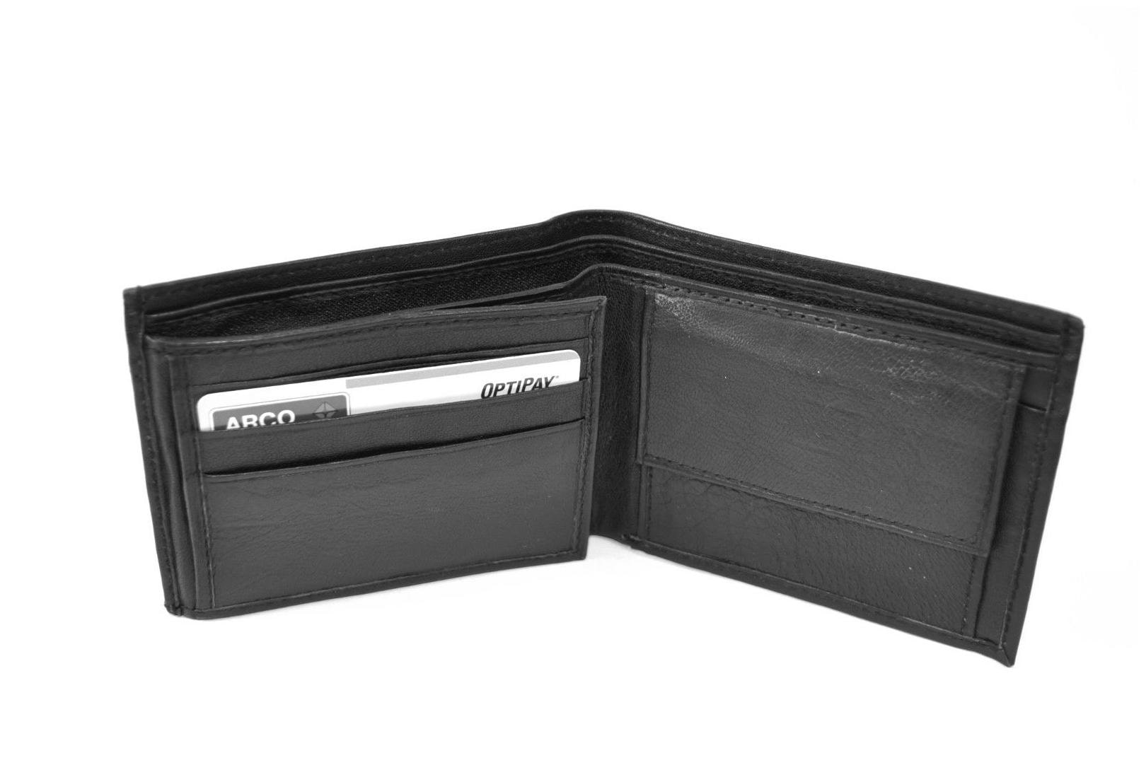 

Men s Genuine Real Leather Bi-Fold Wallet (960 BLK)