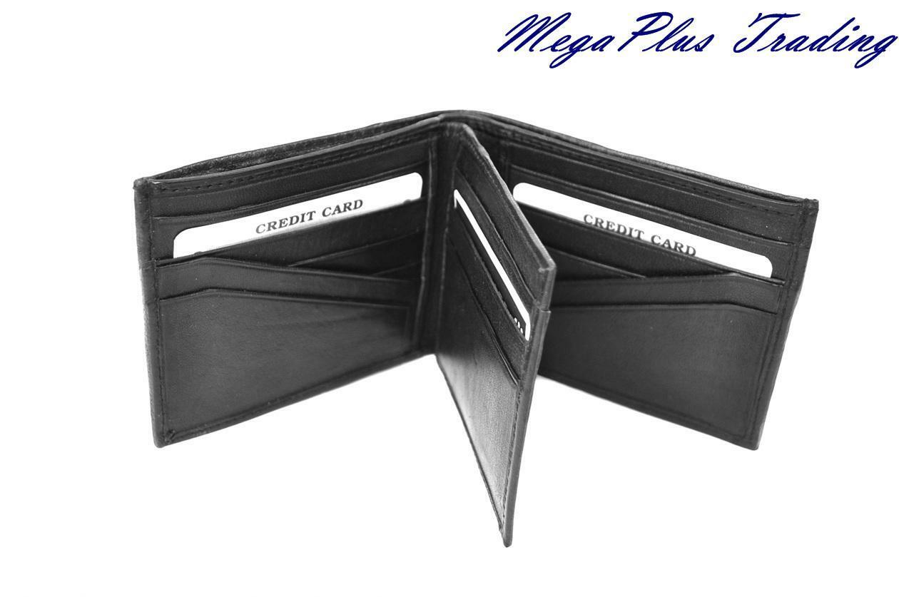 

Men s Genuine Real Leather Bi-Fold Wallet 197 Black