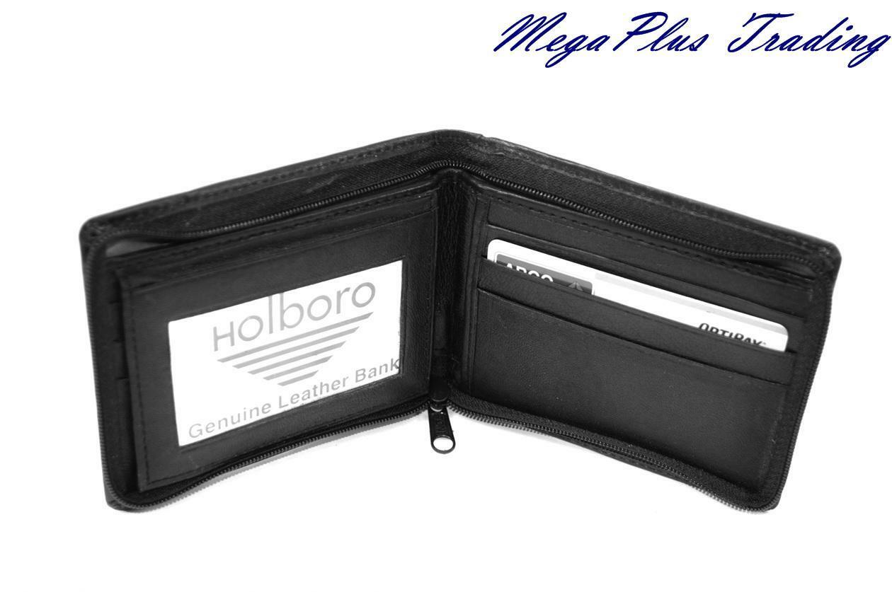 

Men s Genuine Real Leather Bi-Fold Wallet 173 Black