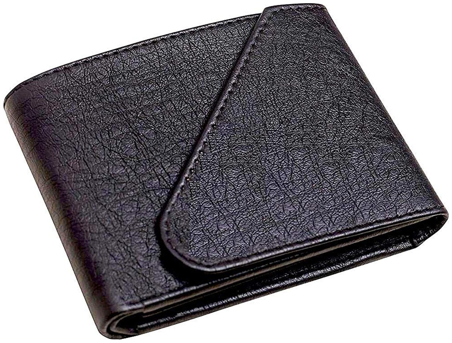 

Men s Washed Black RFID Blocking Leather Wallet (Black)