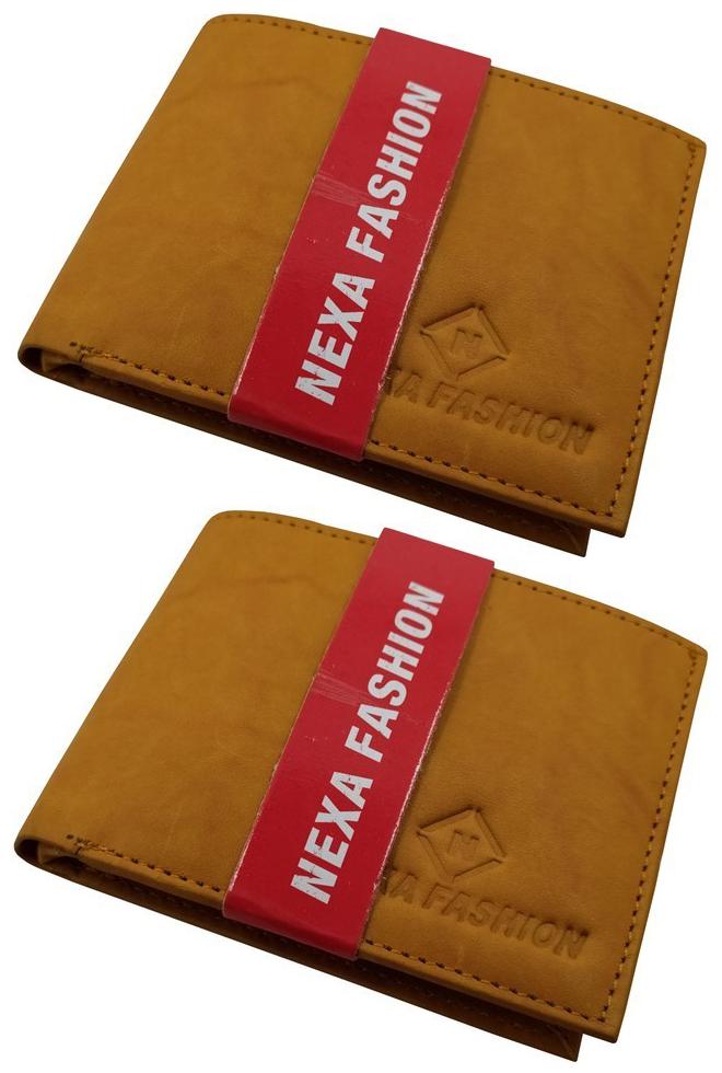 

NEXA FASHION Men Tan Leather Bi-Fold Wallet ( Pack of 2 )
