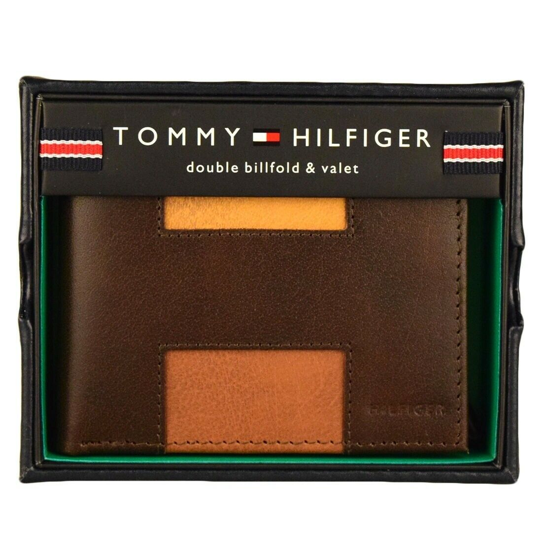 

Men s Tommy Hilfiger Leather Double Credit Card Wallet 31tl130013 Brown