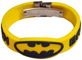 Men Style New Design Embossed Silicone Wristband with Lock -Black Yellow Rubber Round Bracelet