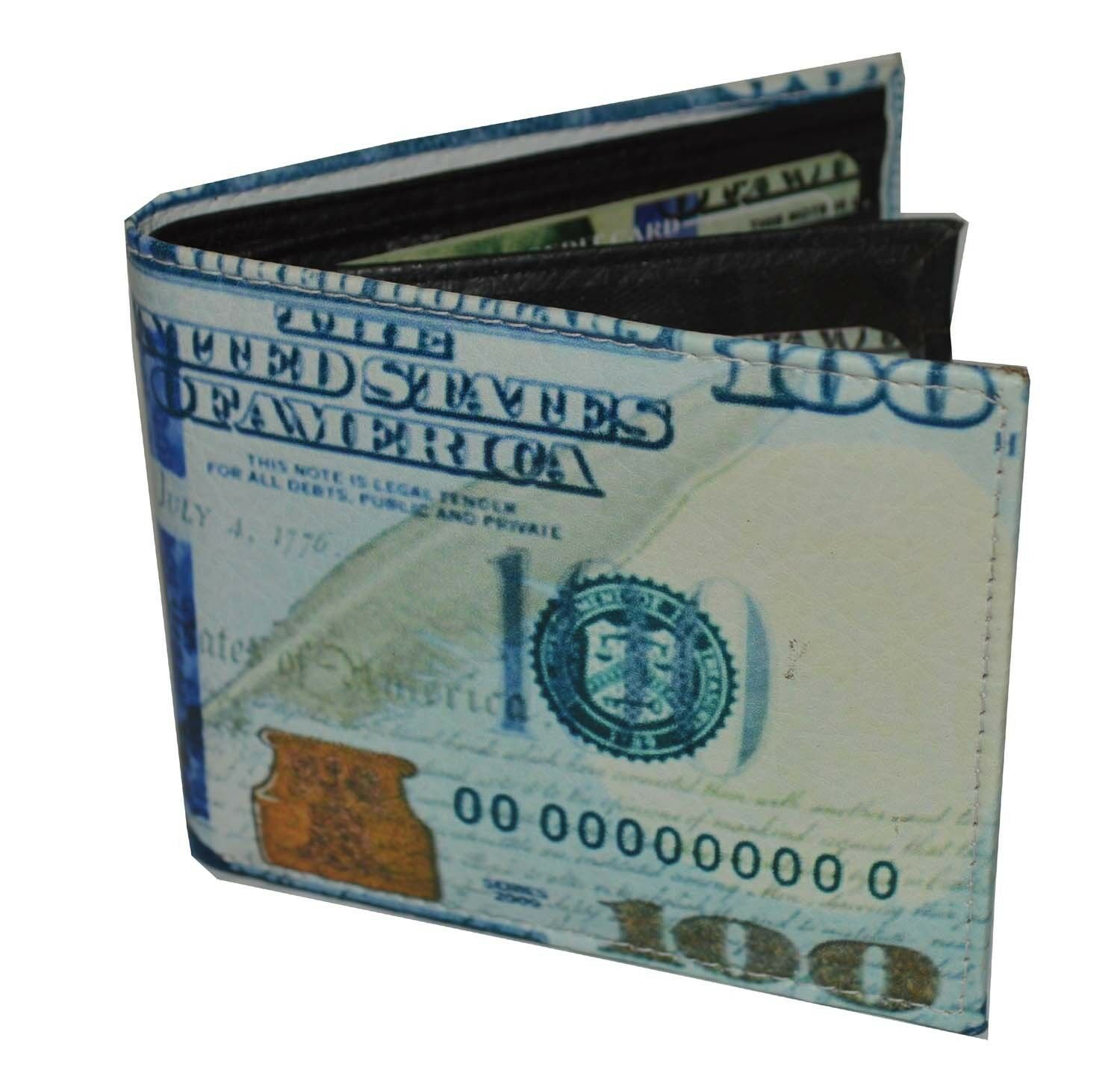 

Leatherboss Men Bifold Exotic Wallet Picture of Hundred Dollar with gift box