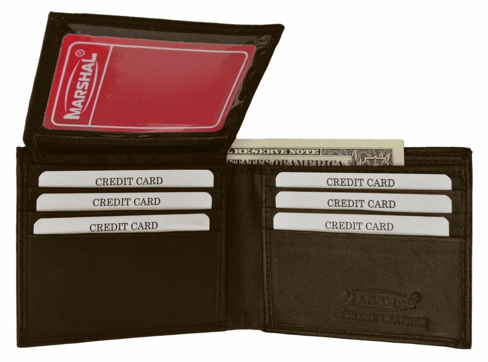 

Mens Brown Genuine Leather Bifold Wallet 12 Credit Card ID Flap Top Front Pocket