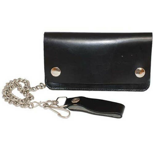 

Mens Cowhide Leather Long Chain Mens Biker Wallet Zip Motorcyclist US SELLER