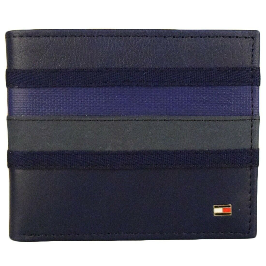 

Mens Tommy Hilfiger Genuine Leather Double Bifold Wallet Valet 31tl130011-cobalt