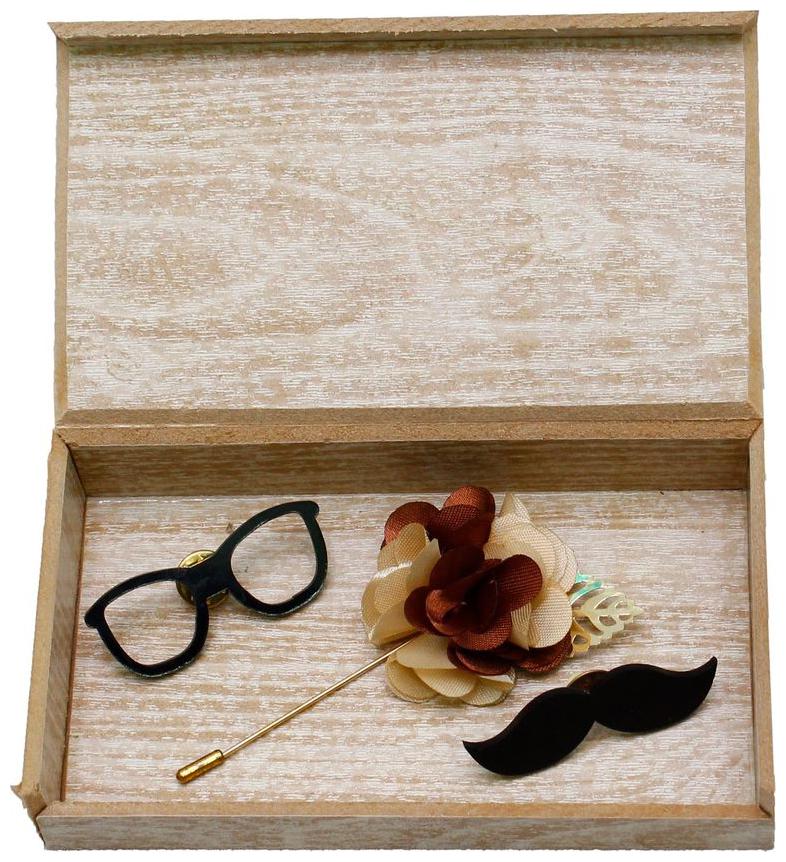 

Mensome premium self design Lapel and brooch set in Pack of 3