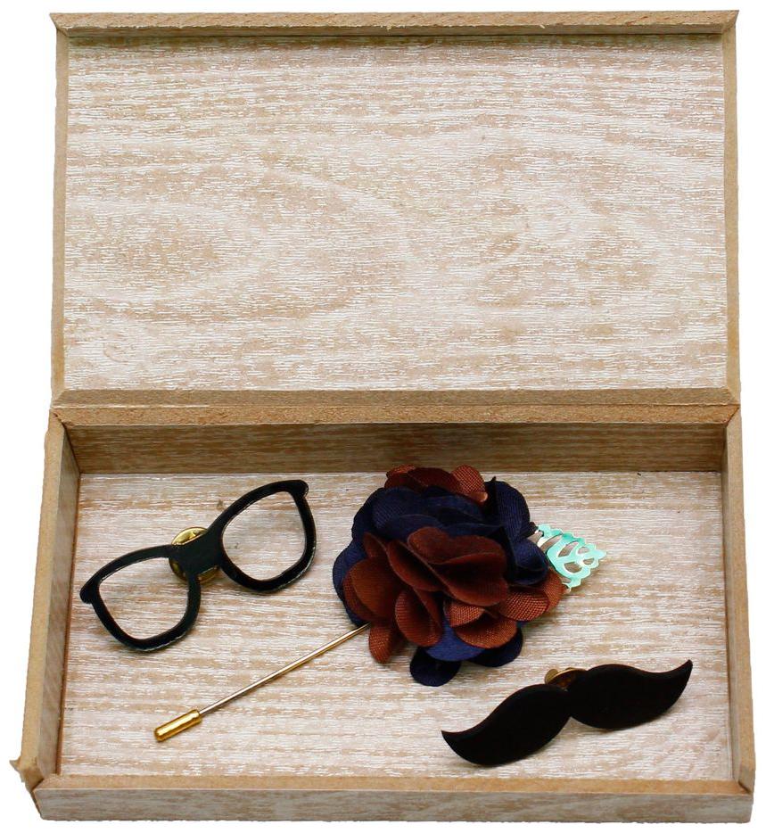 

Mensome premium self design Lapel and brooch set in Pack of 3