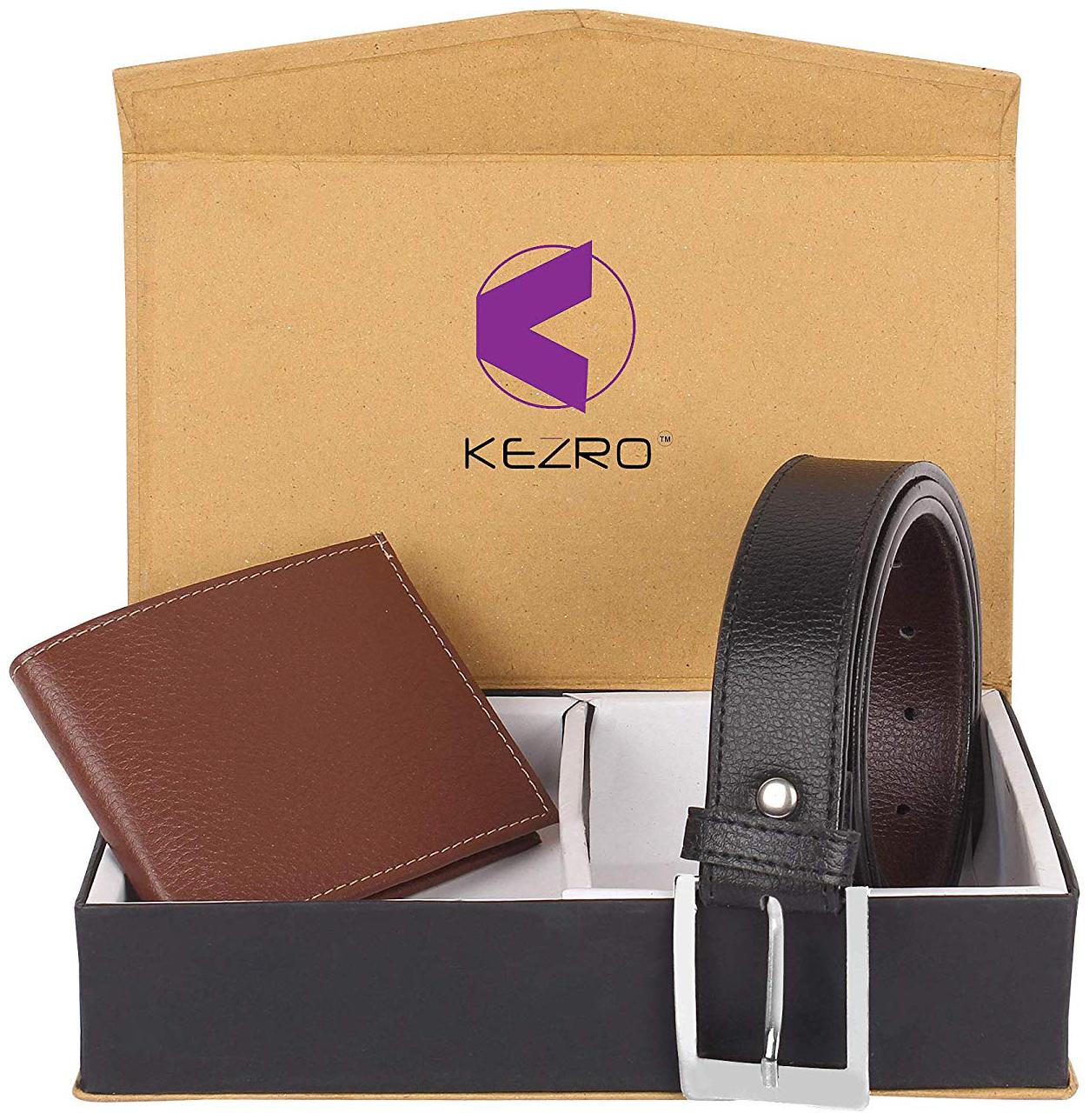 

Men s Matching Black Brown PU Leather Belt Wallet Gift Set Box