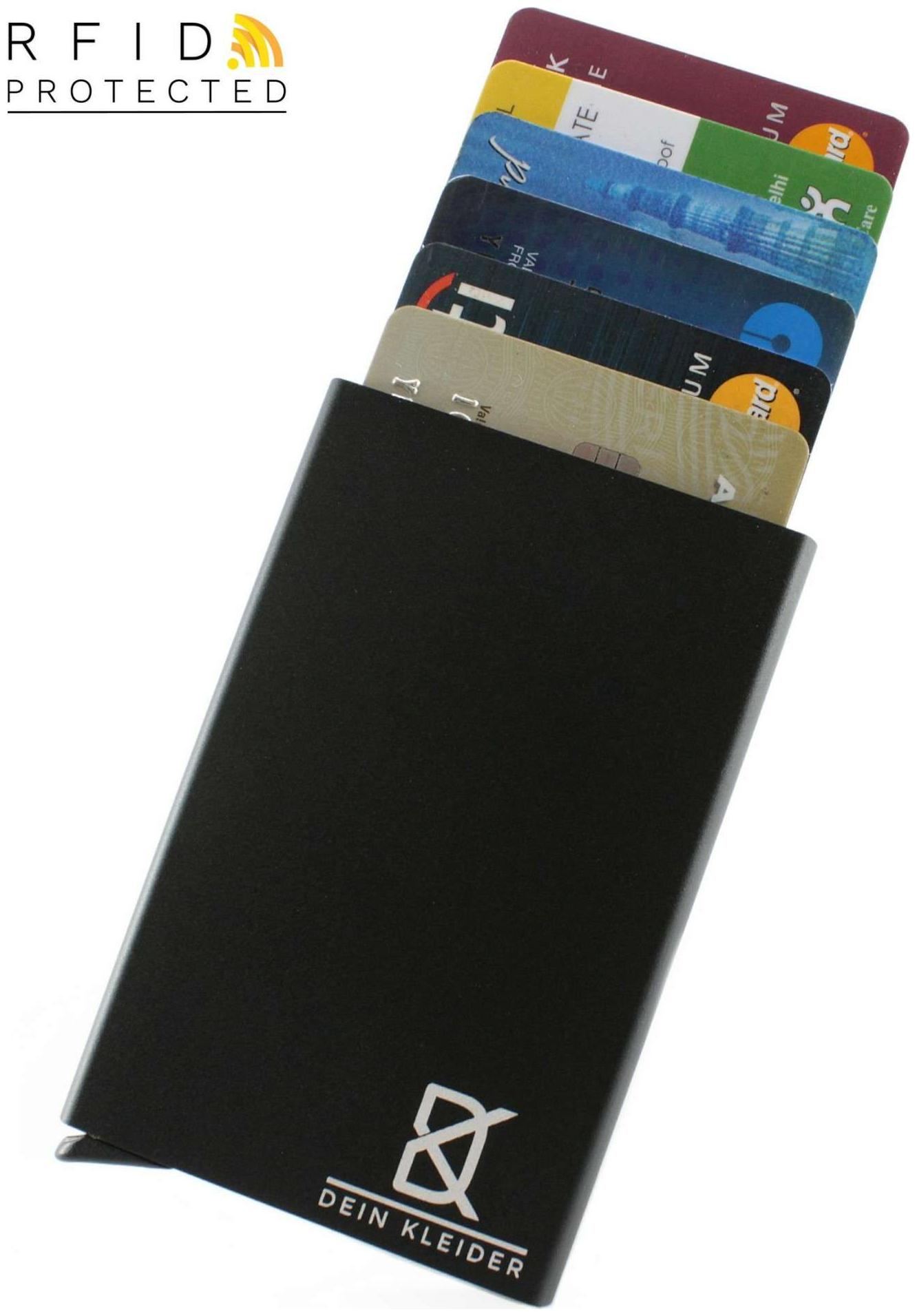 

DEIN KLEIDER Minimalist Design Anti-Theft RFID Metal Card Wallet (Black)