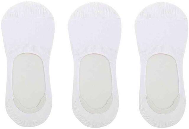 Mobidezire Fashionable Multicolor No Show White Print Cotton Socks (PACK-3)With Silicon Grip