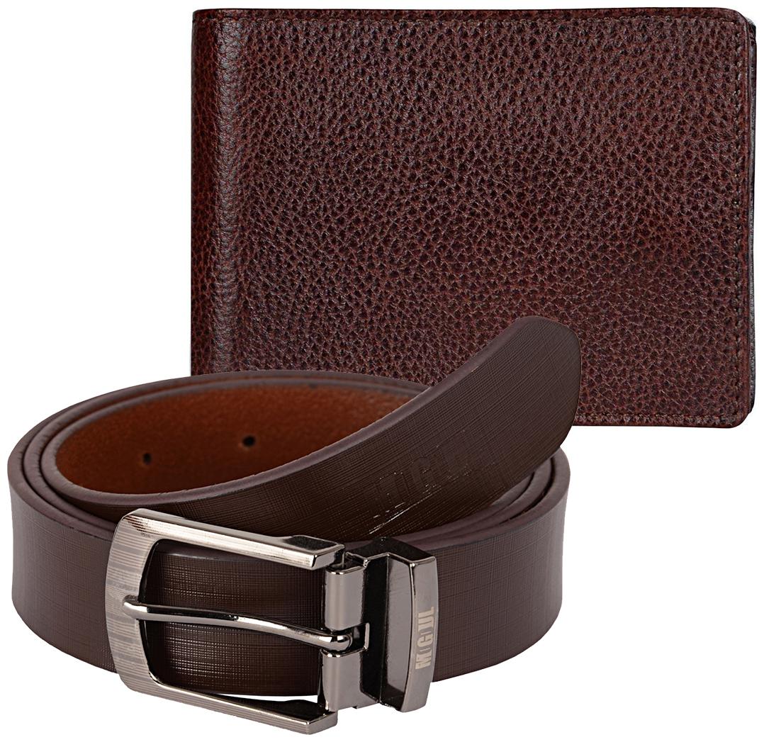 

Mogoul Genuine Leather Mens Belt Wallet Combo (GLBWC-MOGOUL-05-BROWNBLACK)