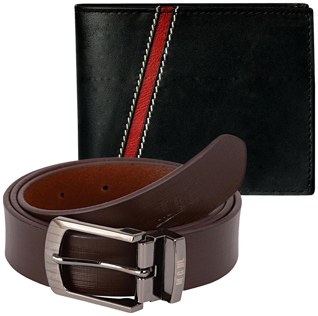 

Mogoul Genuine Leather Mens Belt Wallet Combo (GLBWC-MOGOUL-08-BLACKBROWN)