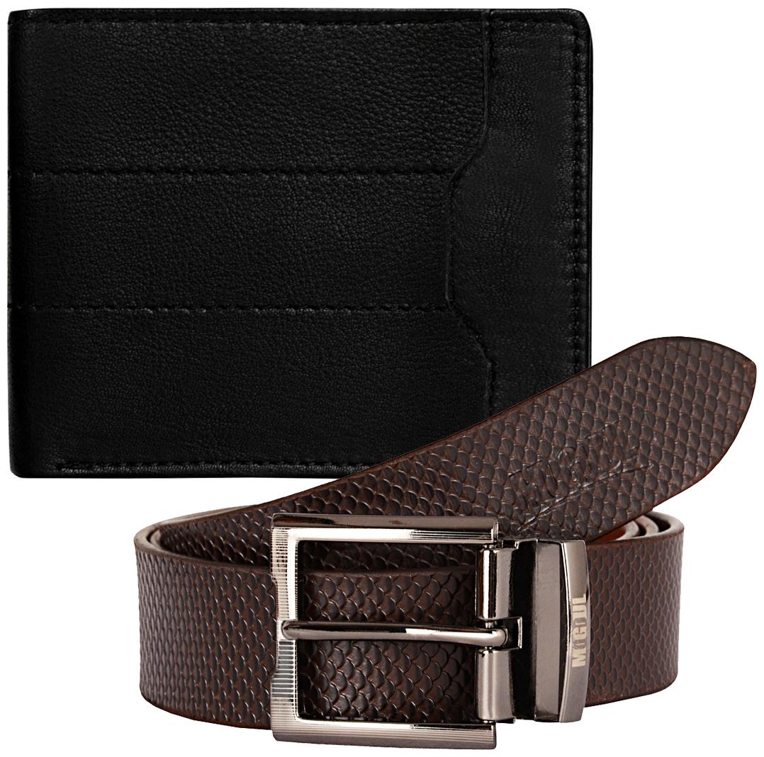 

Mogoul Genuine Leather Mens Belt Wallet Combo (GLBWC-MOGOUL-12-BLACKBROWN)