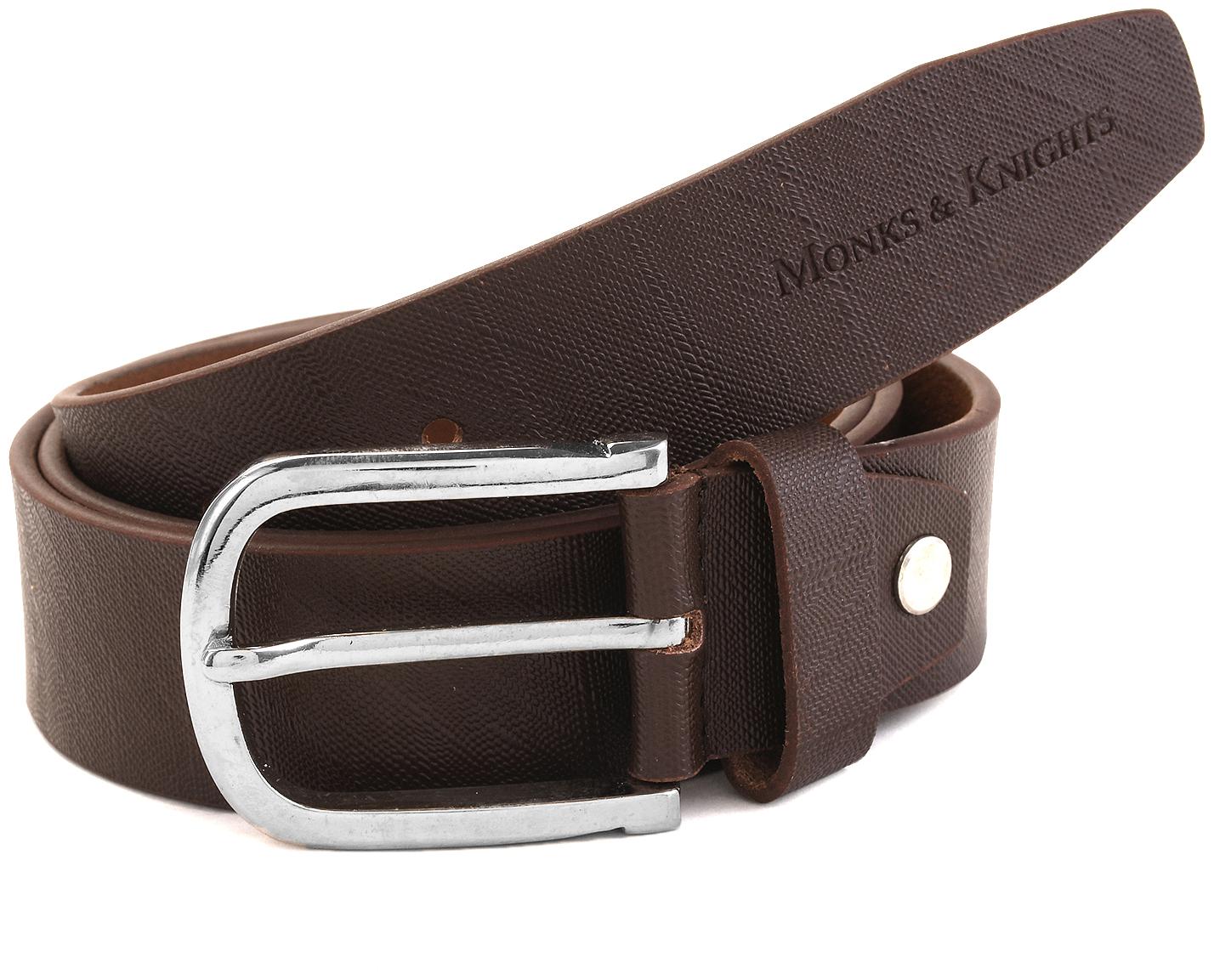 

MONKS KNIGHTS Men s Brown Leather belt for men Formal Casual Belts 42 inch