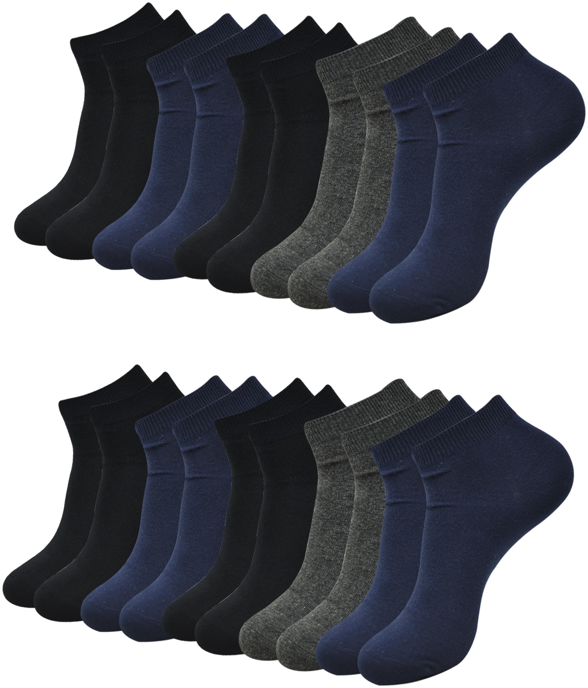 

MOZZART Multi Cotton Ankle length socks ( Pack of 10 )