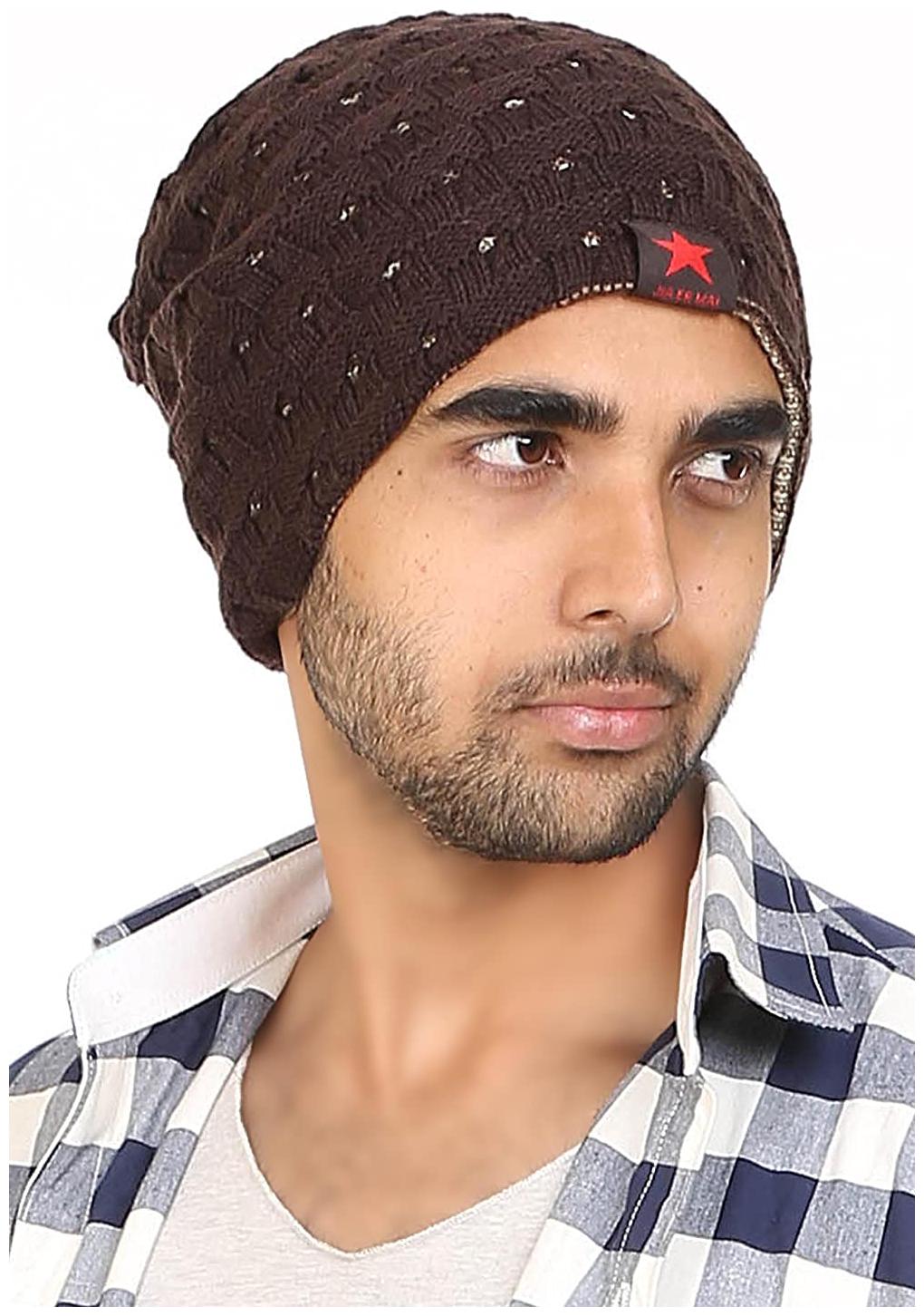 

MS TRADING COMPANY Long Beanie Winter Wool Warmer Cap Thick Stretchable for Men
