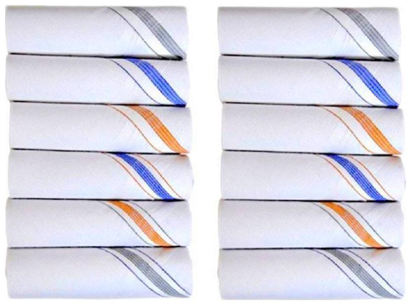 

MT Men Cotton Handkerchiefs - White ( 12 )