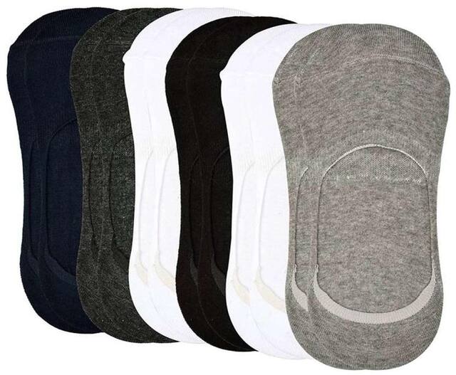 Multi Color No Show Socks with Plain Solid Print Black,Grey,White & Blue(pack-4 ,Any 4 color)