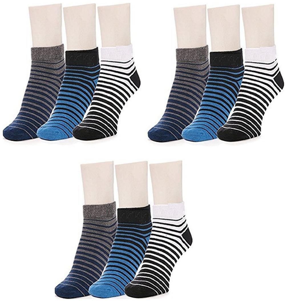 

MR TAYLORZ Multi Cotton Ankle length socks ( Pack of 9 )