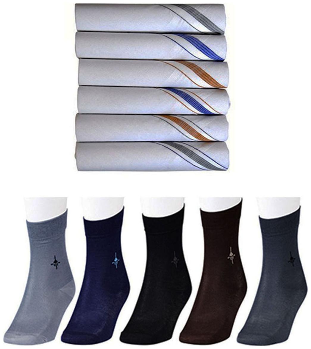 

Multicolor Socks Set Of 5 And Handkerchief Set Of 6